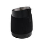 Milk frother jug without handle, stainless steel in black