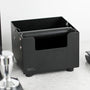 Square coffee knock box in a home barista coffee corner
